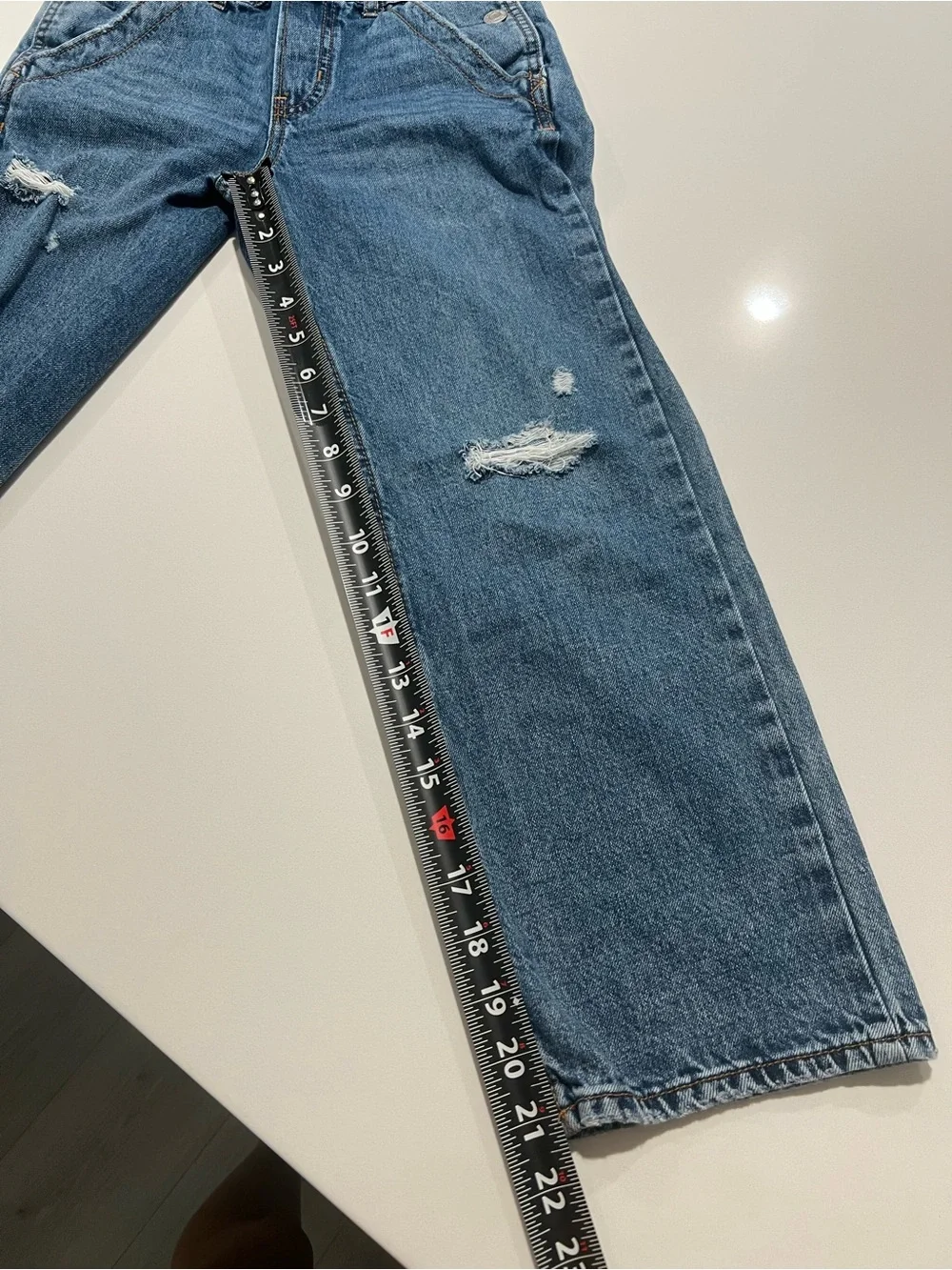 GAP • kids denim distressed overalls size medium